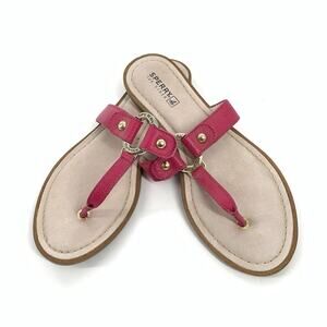 Sperry Top Siders Carolina Leather Slip On Thong Sandals Size 8 Womens Dark Pink